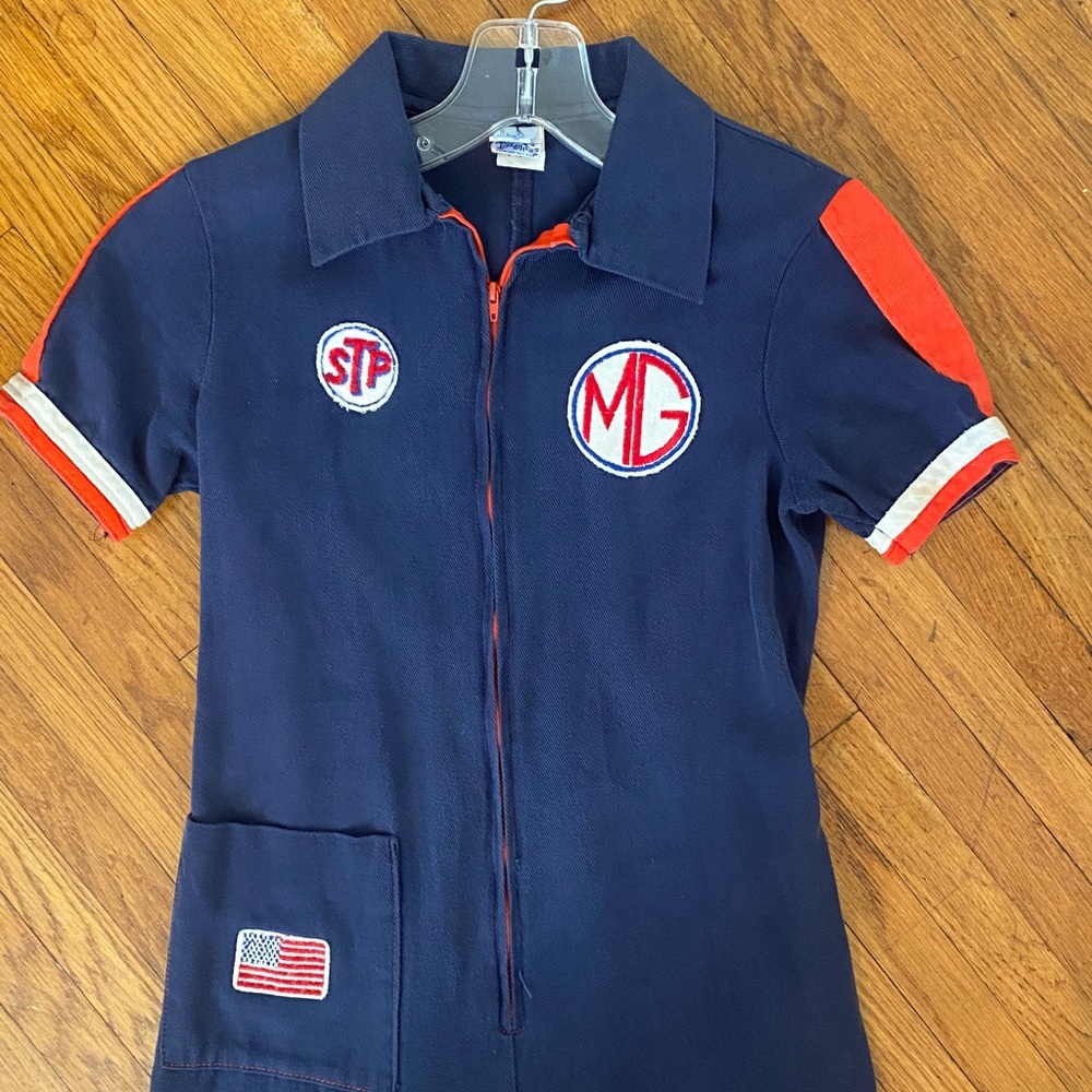 Vintage Navy Blue Jumpsuit kids size 12 - Picture 2 of 6